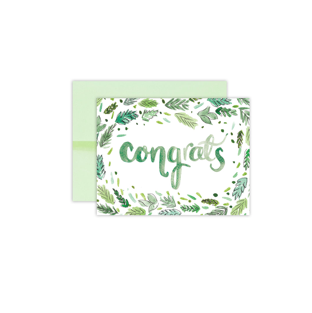 Congrats Leaf Wreath Card