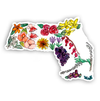Floral State Sticker - Massachusetts