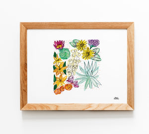 Floral State Map Print - New Mexico