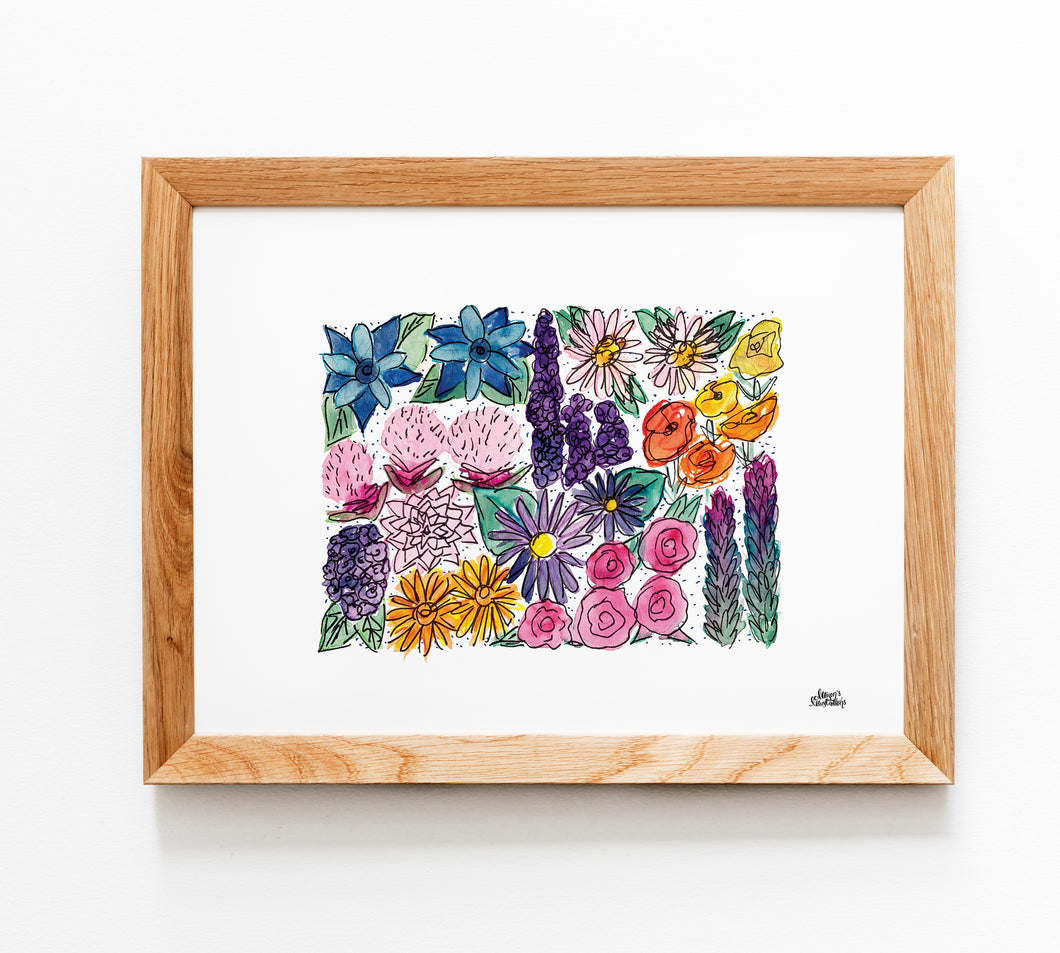 Floral State Map Print - Colorado