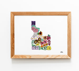 Floral State Map Print - Idaho