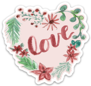 Heart Wreath Love Sticker - PINK