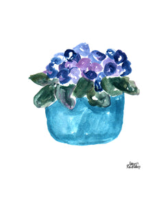 Watercolor Plant Print - African Violet