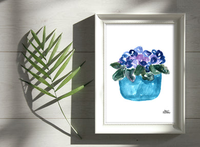 Watercolor Plant Print - African Violet