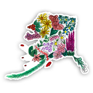 Floral State Sticker - Alaska