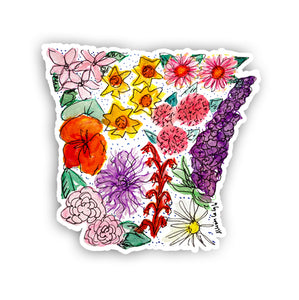 Floral State Sticker - Arkansas