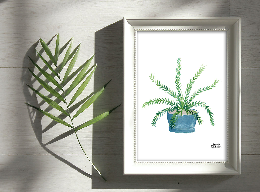 Watercolor Plant Print - Boston Fern