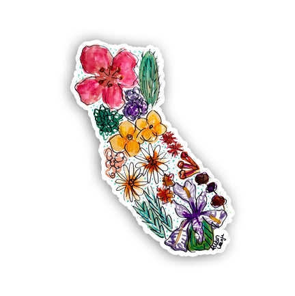 Floral State Sticker - California