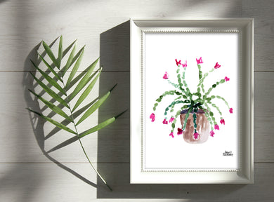 Watercolor Plant Print - Christmas Cactus