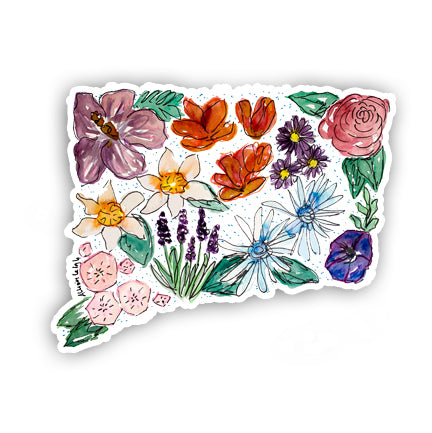 Floral State Sticker - Connecticut