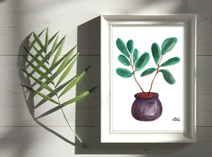 Watercolor Plant Print - Fiddle Leaf Fig