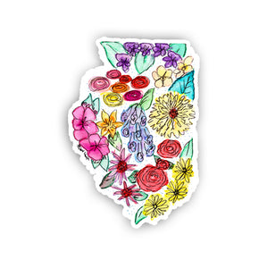 Floral State Sticker - Illinois
