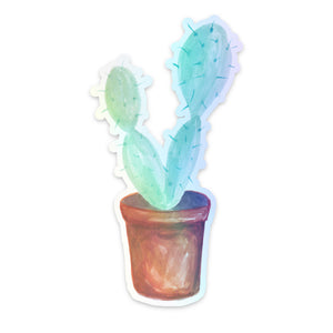 Paddle Cactus Plant Holographic Sticker