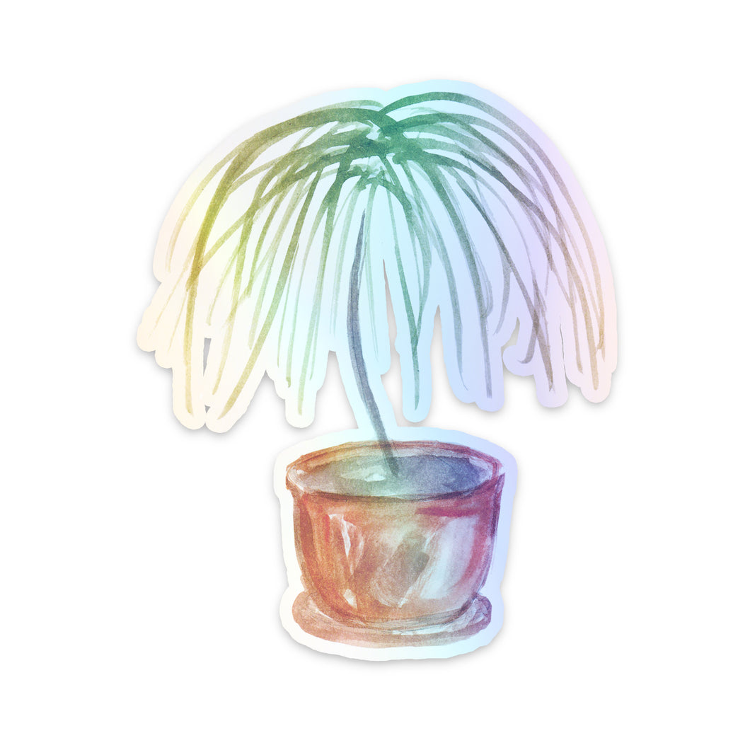 Ponytail Palm Plant Holographic Sticker