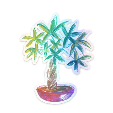 Money Tree Plant Holographic Sticker