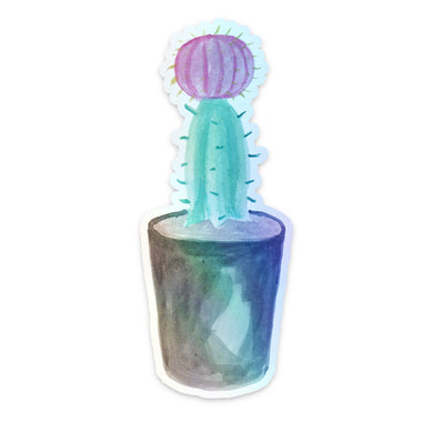 Pink Cactus Holographic Sticker