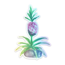 Load image into Gallery viewer, Pink Pineapple Plant Holographic Sticker