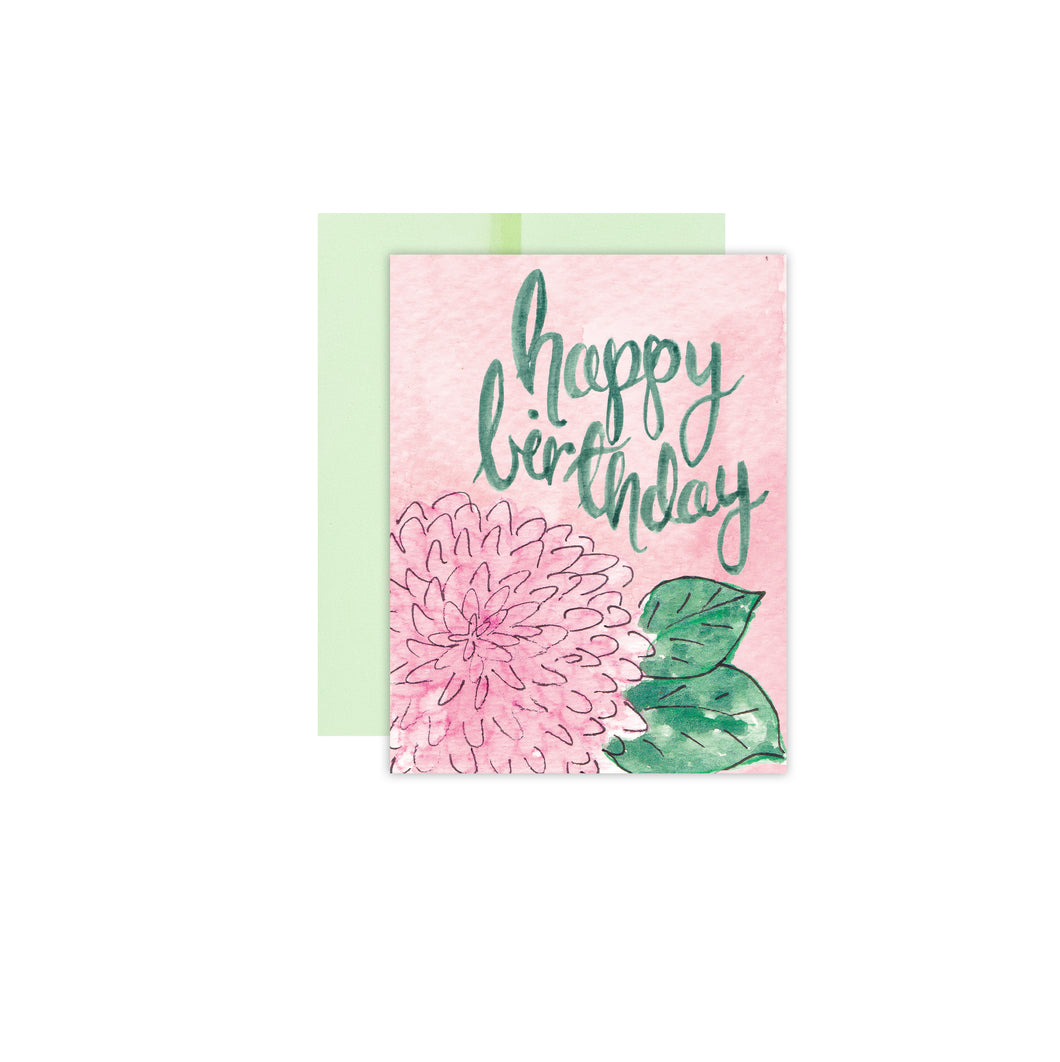 Happy Birthday Pink Flower Card