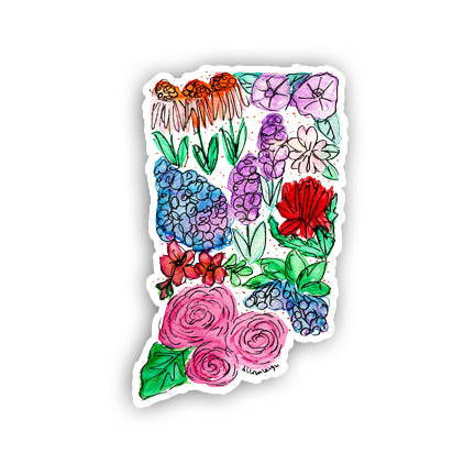 Floral State Sticker - Indiana