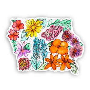 Floral State Sticker - Iowa