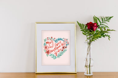 Love Grow Heart Wreath Art Print