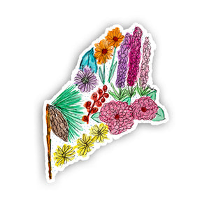 Floral State Sticker - Maine