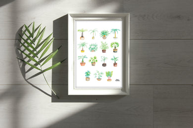 Watercolor Plant Print - 15 Palms