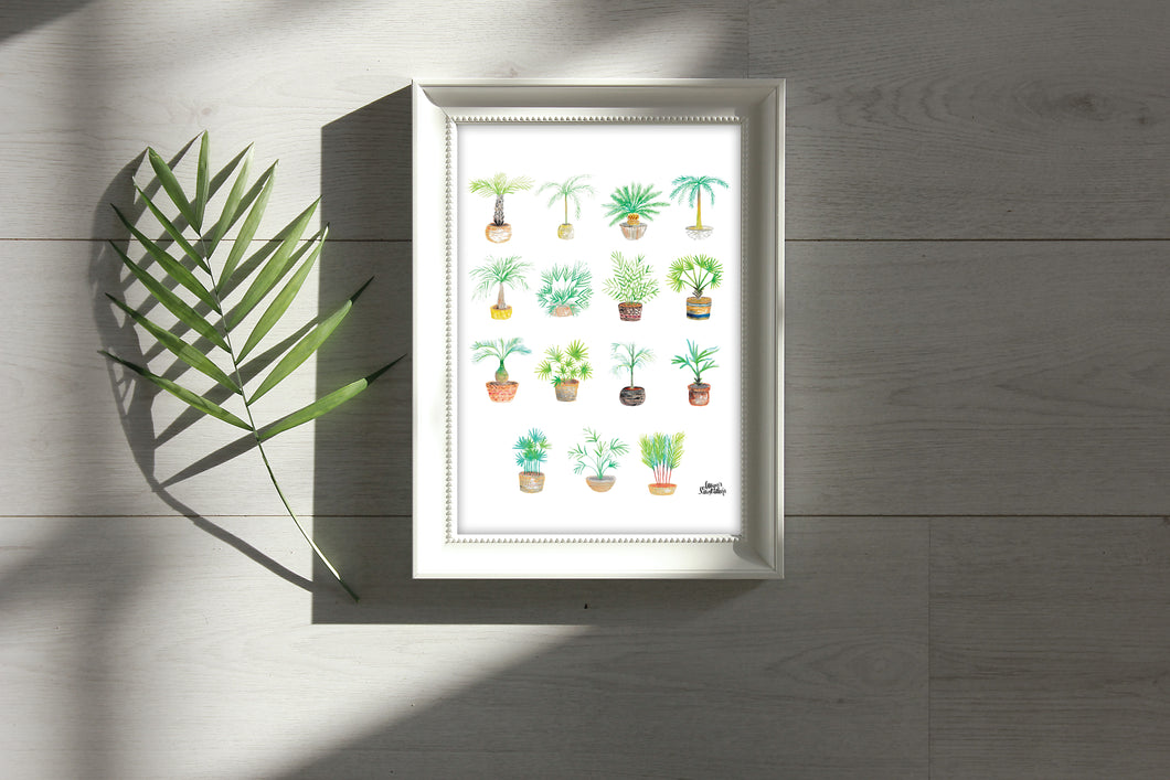 Watercolor Plant Print - 15 Palms