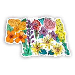 Floral State Sticker - Nebraska