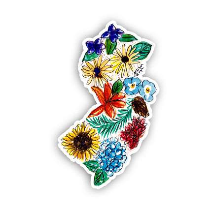 Floral State Sticker - New Jersey