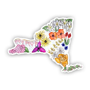 Floral State Sticker - New York