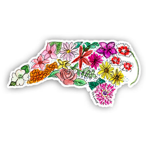 Floral State Sticker - North Carolina