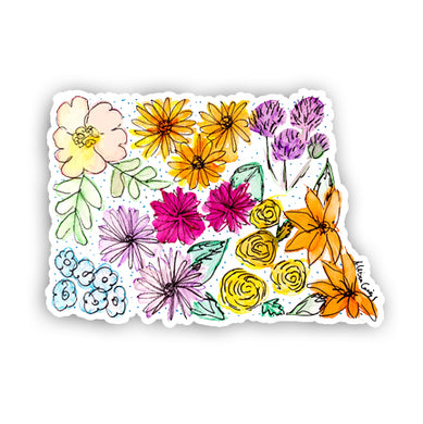 Floral State Sticker - North Dakota