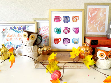 Owl Mug Collection Art Print