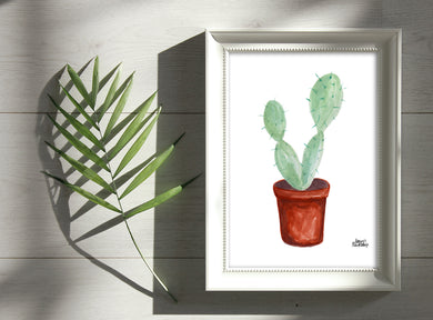 Watercolor Plant Print - Paddle Cactus