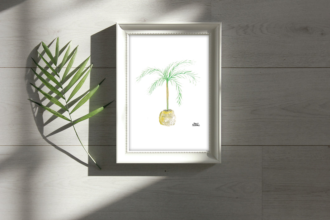 Watercolor Plant Print - Queen Palm