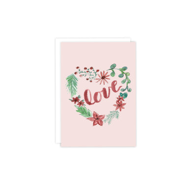 Pink Love Heart Wreath Valentine's Card