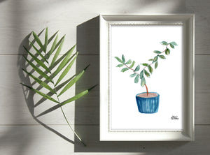 Watercolor Plant Print - Rubber Tree