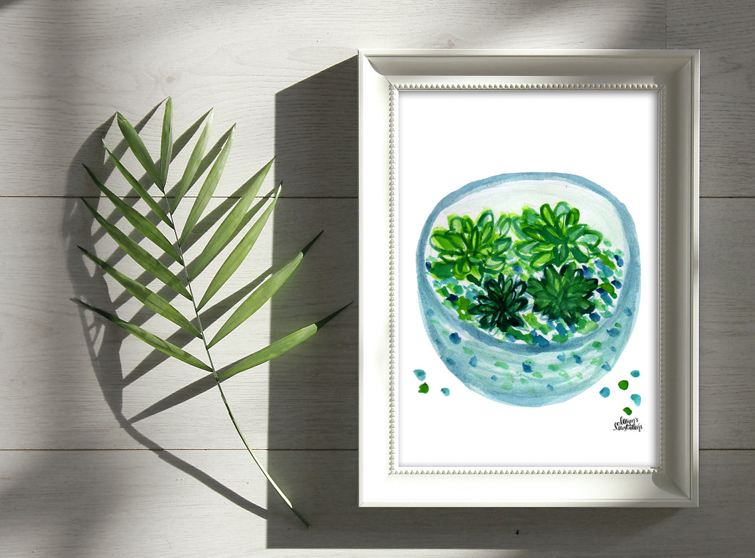 Watercolor Plant Print - Terrarium
