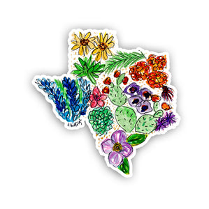Floral State Sticker - Texas