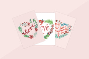 Pink Love Heart Wreath Valentine's Card