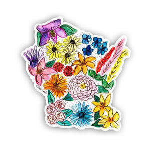 Floral State Sticker - Wisconsin