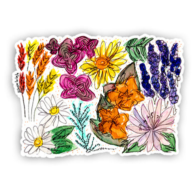Floral State Sticker - Wyoming